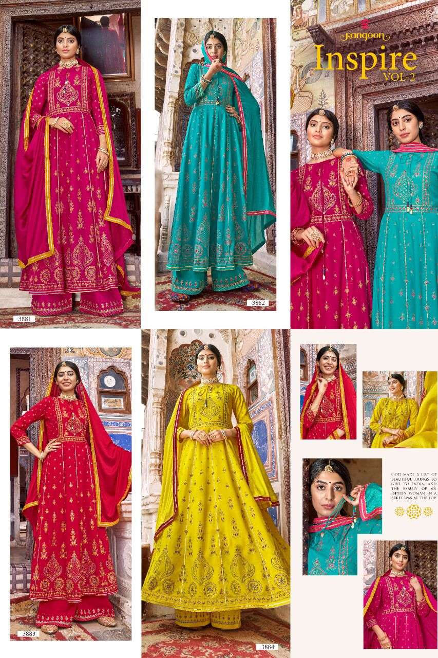 Rangoon- Inspire Vol - 2-fabric- Rayon-khatli-mirror-work-kurti-heavy Rayon-embroidery-work-lace-plazzo-pant- Chinon-fourside-border-dupatta-Index2